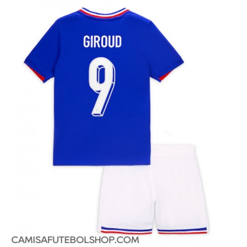 Camisa de time de futebol França Olivier Giroud #9 Replicas 1º Equipamento Infantil Europeu 2024 Manga Curta (+ Calças curtas)